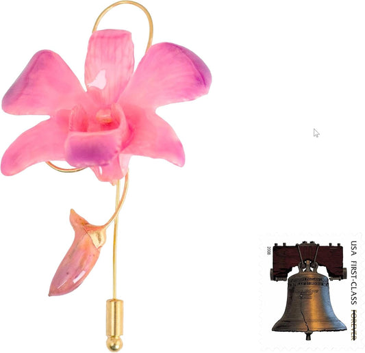 A Collector’s Gift: A Gold Plated Pin | Artisan Crafted Brooch | Gold Plated Dendrobium Orchid | 3"L x 1.8"W Gifts Amazon