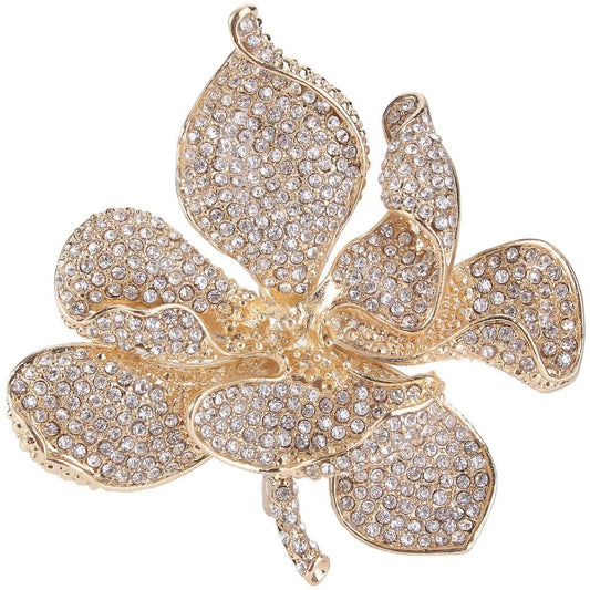 A Collector’s Gift: Austrian Crystal Orchid Flower Petal Brooch Gifts Amazon Clear Gold-Tone