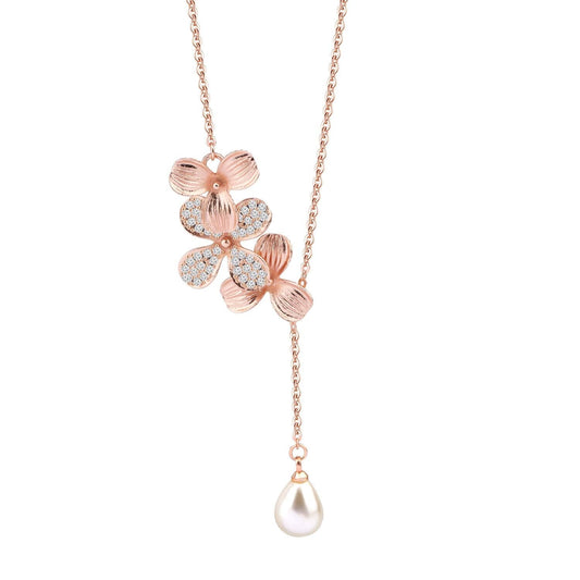 A Collector’s Gift: Orchid Flower Necklace Rose Gold Orchid Pendant Necklace with Teardrop Pearl Orchid Flower Jewelry Inspirational Gifts Gifts Amazon