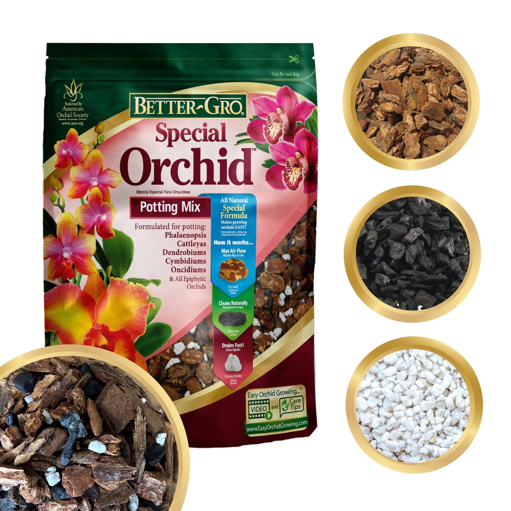 better gro orchid potting mix Orchids Supplies: Orchid Mix Special Orchid - Ideal for Phalaenopsis, Cattleyas, Dendrobiums - Endorsed by American Orchid Society - 4 Quarts