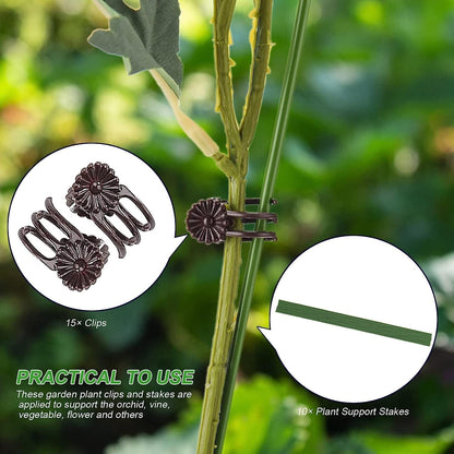 Orchids Supplies: Pot Stakes - Garden Metal Plant Stakes 10PCS with Vine Fixing Clip Set, 15PCS - 24inch Tall Supplies Amazon 