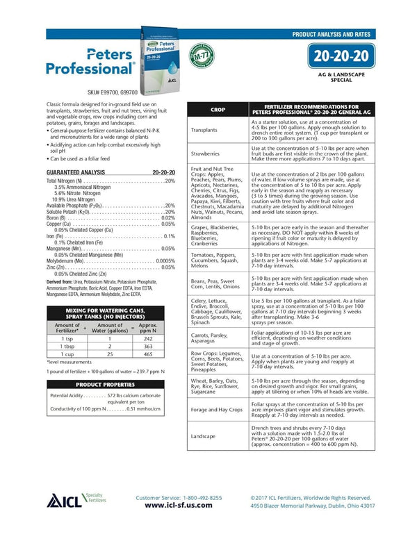 Fertilizer Additives: Jack’s Peter’s Professional 20-20-20 General Pur ...
